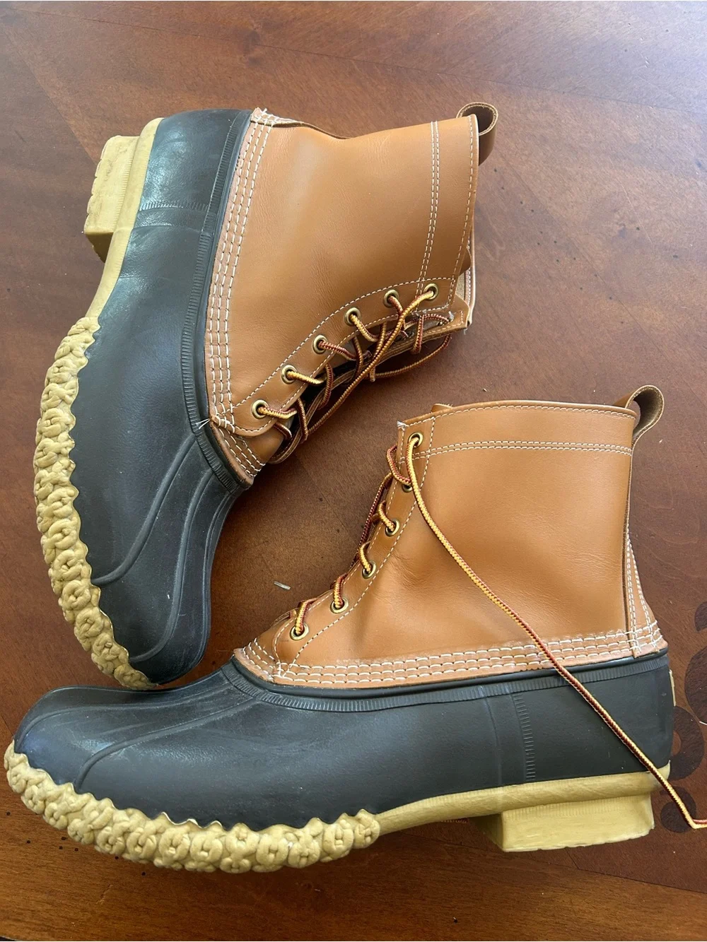 Men's LL Bean Brown Leather and Rubber Duck Boots